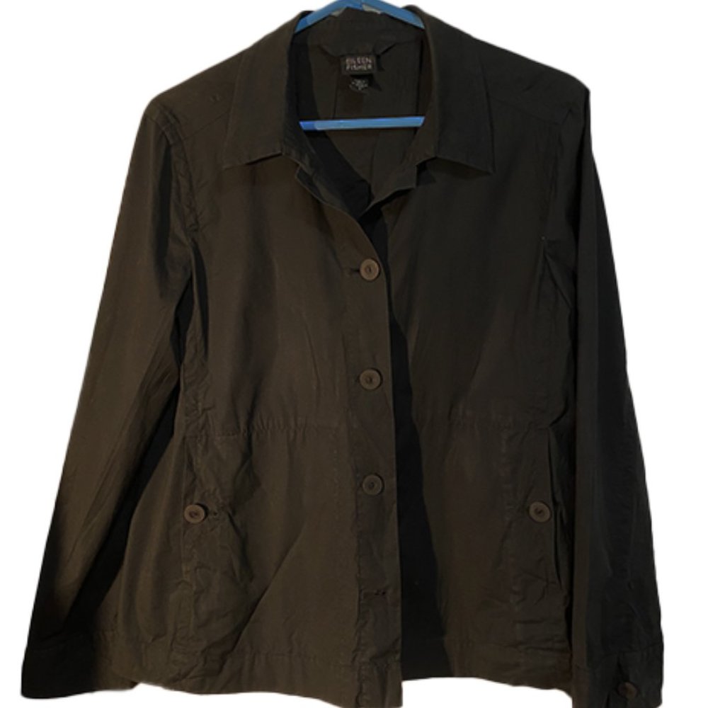 Eileen Fisher (VINTAGE) Black Shirt   (Jacket-Like with Flair)